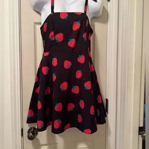 Shein strawberry adjustable  ties fir flare mini dress - small